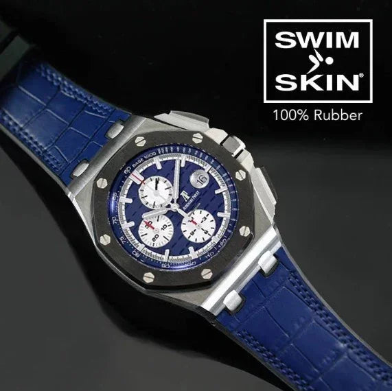 Bracelet RubberB APC44 Alligator SwimSkin Navy - détail