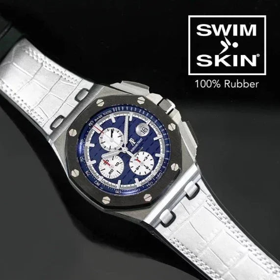 Bracelet RubberB APC44 Alligator SwimSkin White - détail