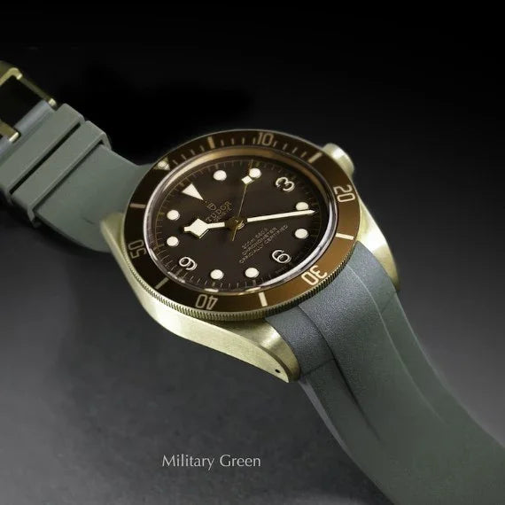 Bracelet RubberB T803 Military Green for Tudor Black Bay Bronze - détail