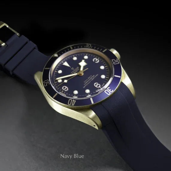 Bracelet RubberB T803 Navy Blue for Tudor Black Bay Bronze - détail