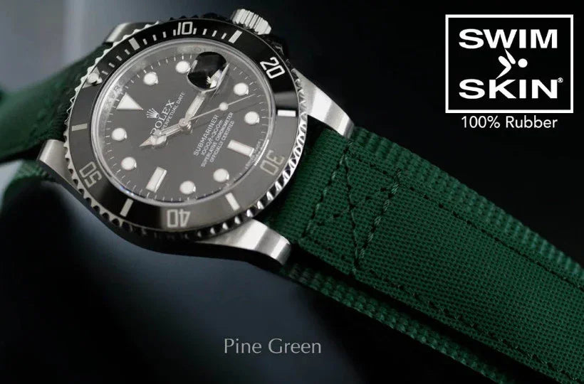 Bracelet en caoutchouc et velcro - Cuff SwimSkin - Rubber B - Vert Sapin - détail