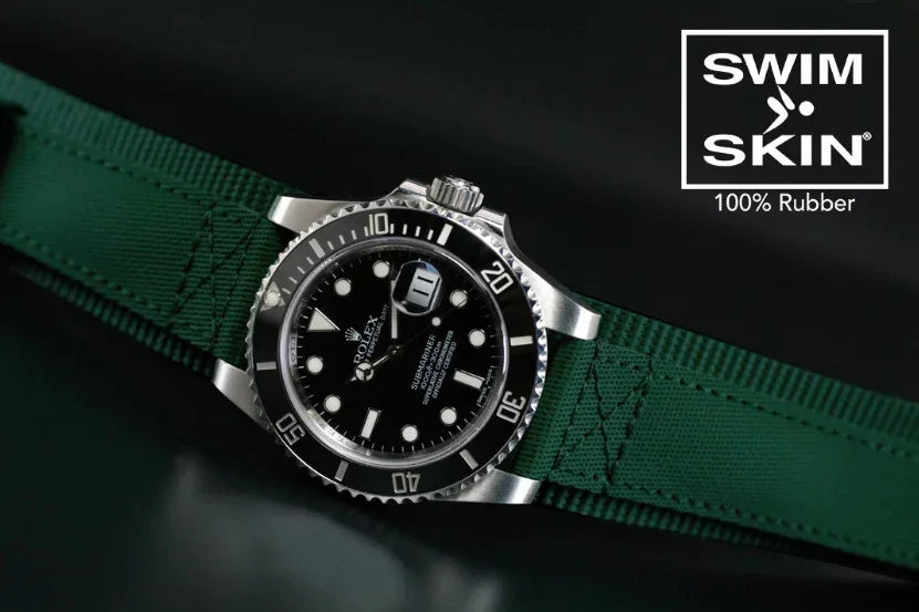 Bracelet en caoutchouc et velcro - Cuff SwimSkin - Rubber B - Vert Sapin - vue 3
