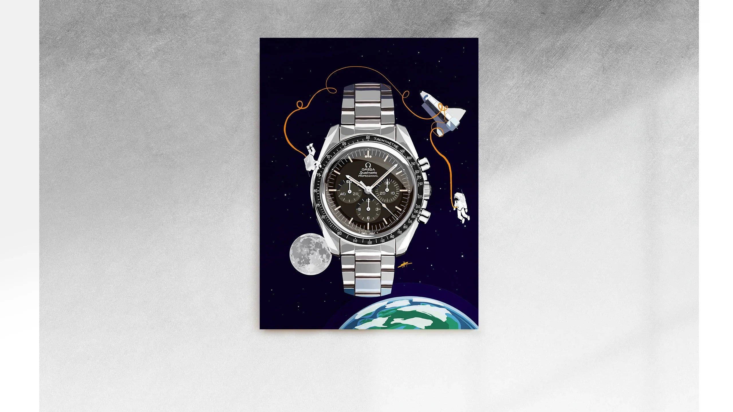 Watchoniste X MisterChrono tirage d'art - moonwatch - 50x70 - vue profil