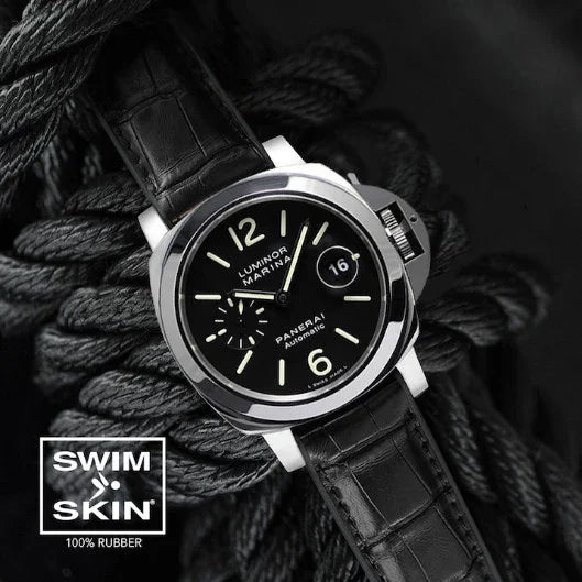 Bracelet en caoutchouc - Alligator SwimSkin PS24 - Rubber B - Noir - détail