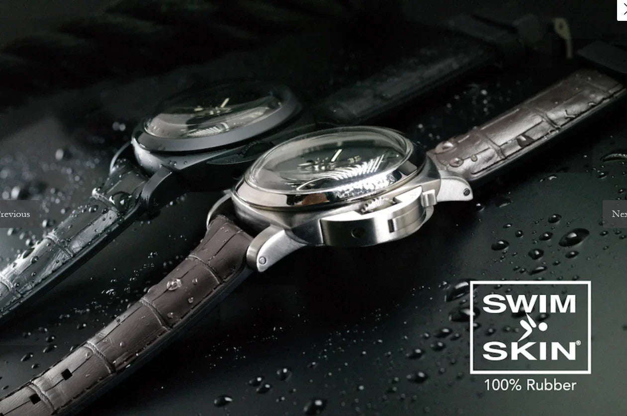 Bracelet en caoutchouc - Alligator SwimSkin PS24 - Rubber B - Noir - vue 3