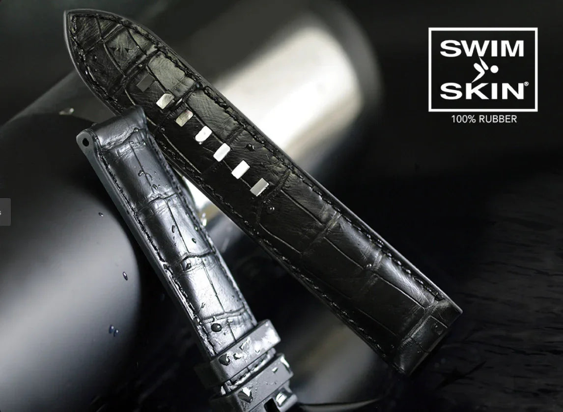 Bracelet en caoutchouc - Alligator SwimSkin PS24 - Rubber B - Noir - vue 6