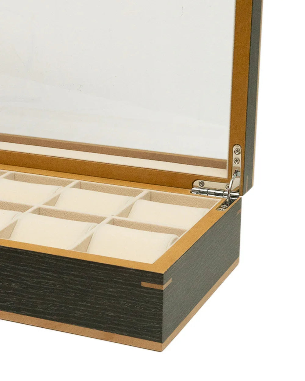 Clipperton - Coffret pour 10 Montres avec Couvercle en Verre - Bois Gris -  - détail