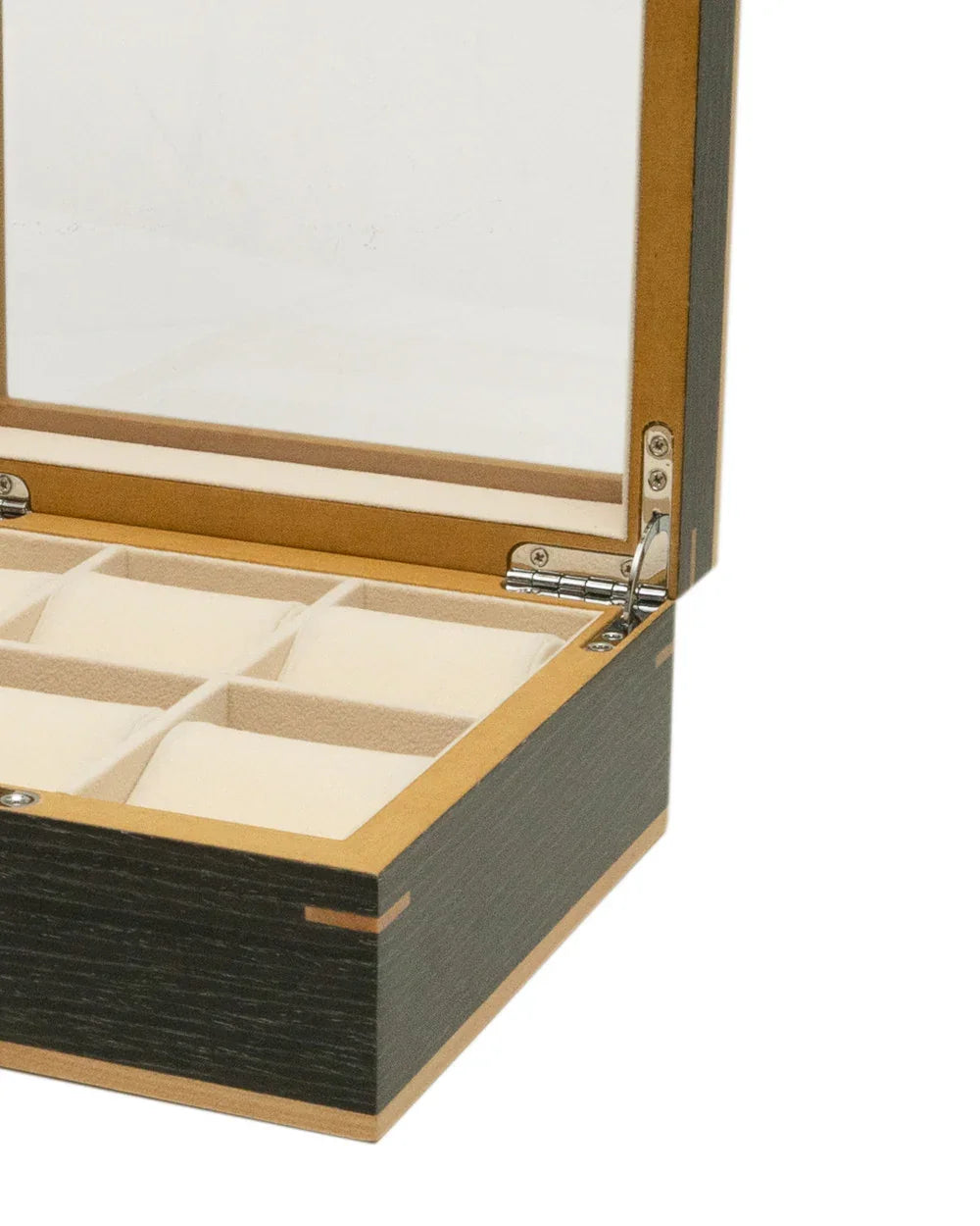 Clipperton - Coffret pour 6 Montres avec Couvercle en verre - Bois Gris - K - détail