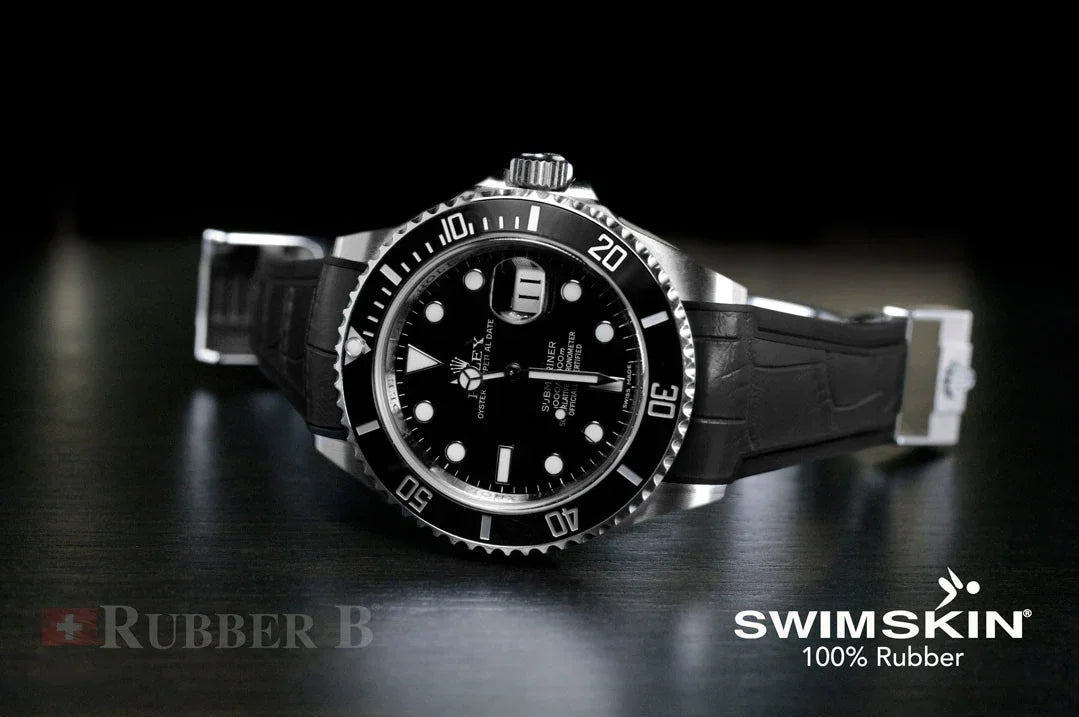 Bracelet en caoutchouc SK20 Alligator SwimSkin – Rubber B – Noir - vue 3