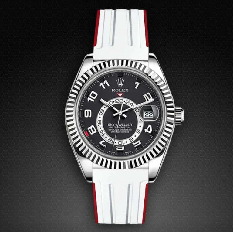 Bracelet en caoutchouc M111 – Rubber B – Blanc et rouge - détail