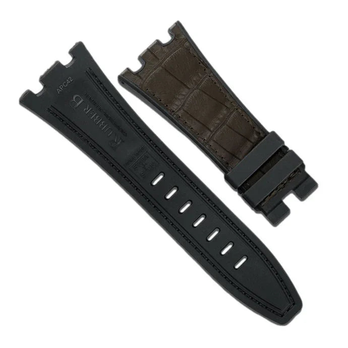 Bracelet RubberB APC42 Alligator SwimSkin Brown - bracelet cuir alligator montre