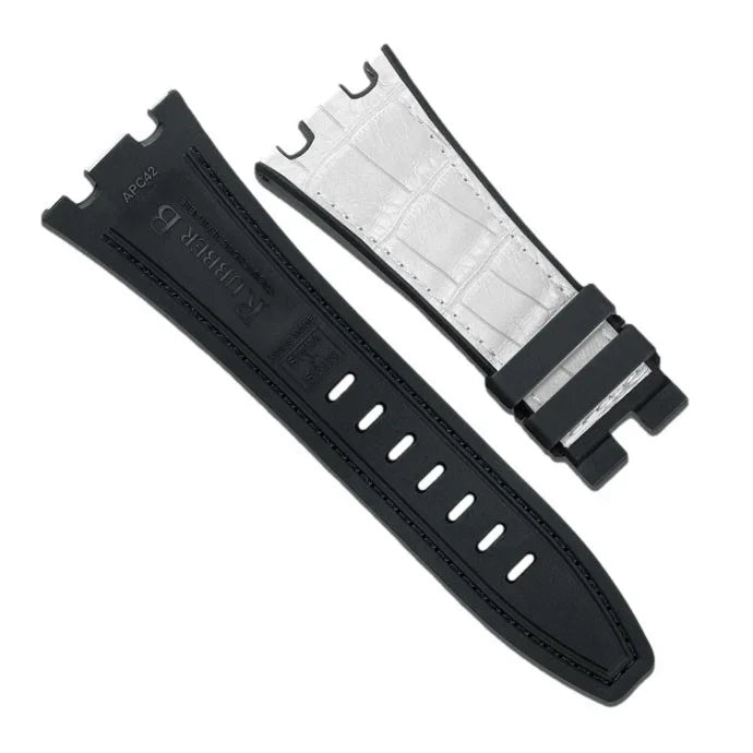 Bracelet RubberB APC42 Alligator SwimSkin White - bracelet cuir alligator montre
