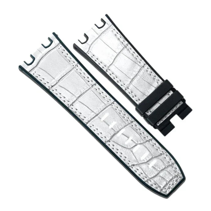 Bracelet RubberB APC44 Alligator SwimSkin White - bracelet cuir alligator montre