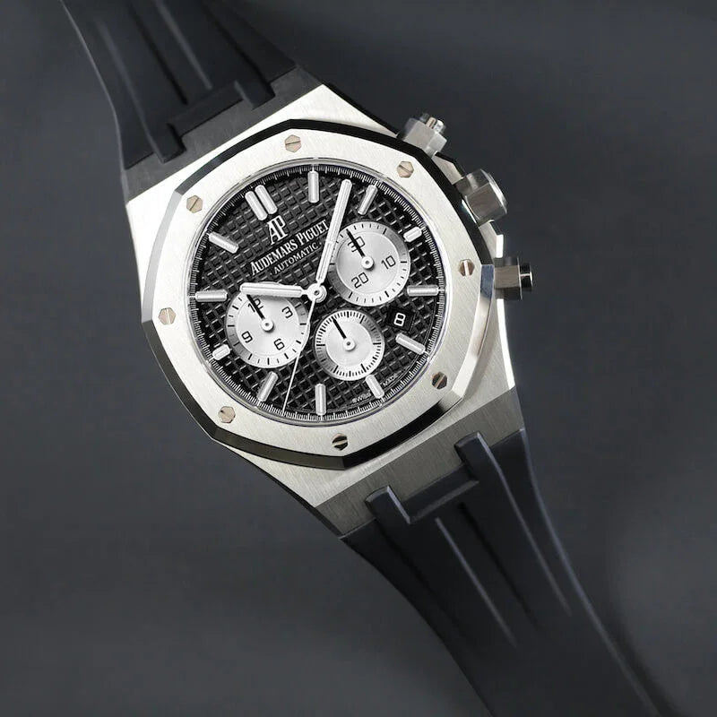 Bracelet RubberB APB41 Noir pour Audemars Piguet Royal Oak 41mm sur cuir ou - bracelet caoutchouc montre