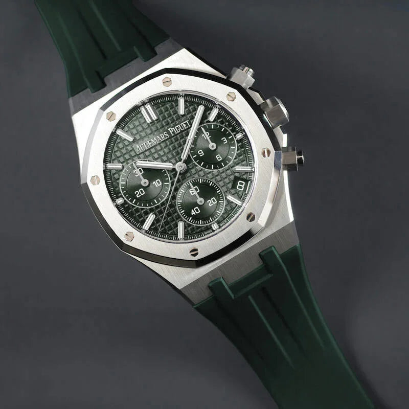 Bracelet RubberB APB41 vert chasseur pour Audemars Piguet Royal Oak 41mm su - bracelet caoutchouc montre