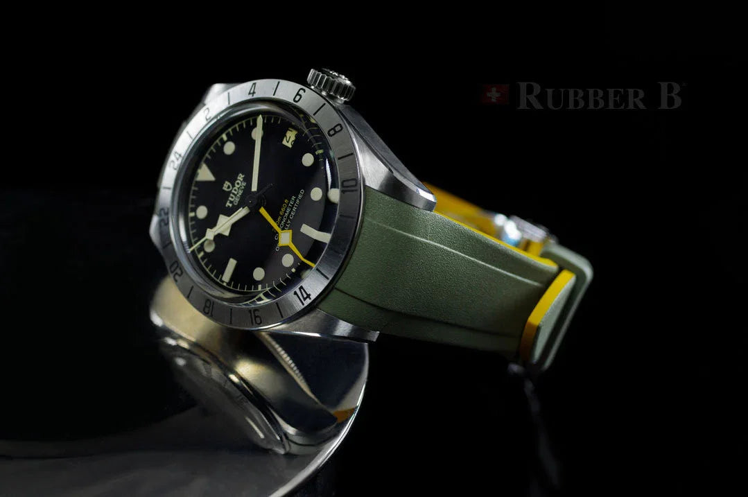 Bracelet RubberB T807 for Tudor Military Green/Miltary Yellow - vue 5
