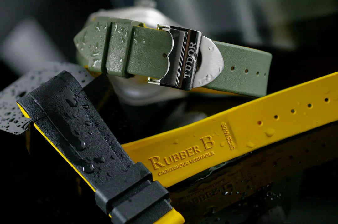 Bracelet RubberB T807 for Tudor Black/Miltary Yellow - vue 3
