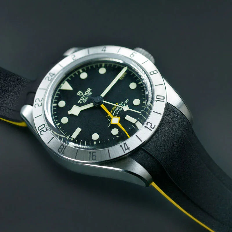 Bracelet RubberB T807 for Tudor Black/Miltary Yellow - vue 4
