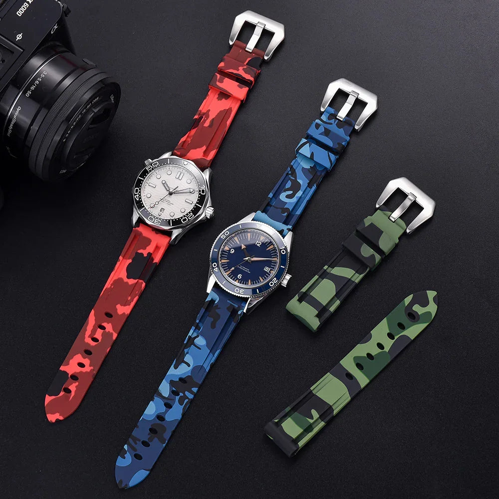 Bracelet en caoutchouc - KronoKeeper - Rouge Camouflage - détail