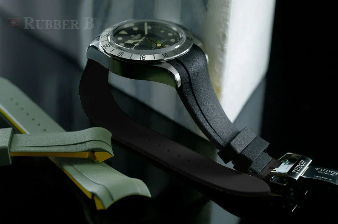 Bracelet RubberB T807 pour Tudor Black Bay Pro - Noir - vue dos