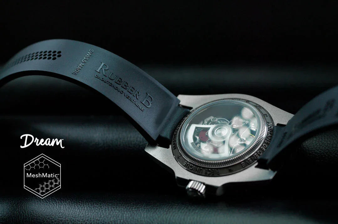 Bracelet en caoutchouc DM106 MeshMatic – Rubber B – Noir - détail