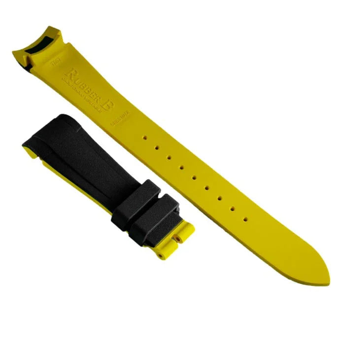 Bracelet RubberB T807 for Tudor Black/Miltary Yellow - bracelet caoutchouc montre