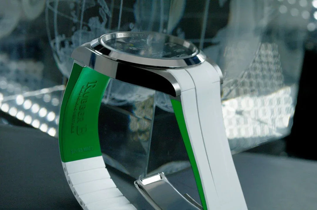 Bracelet en caoutchouc M215 – Rubber B – Blanc et vert - détail