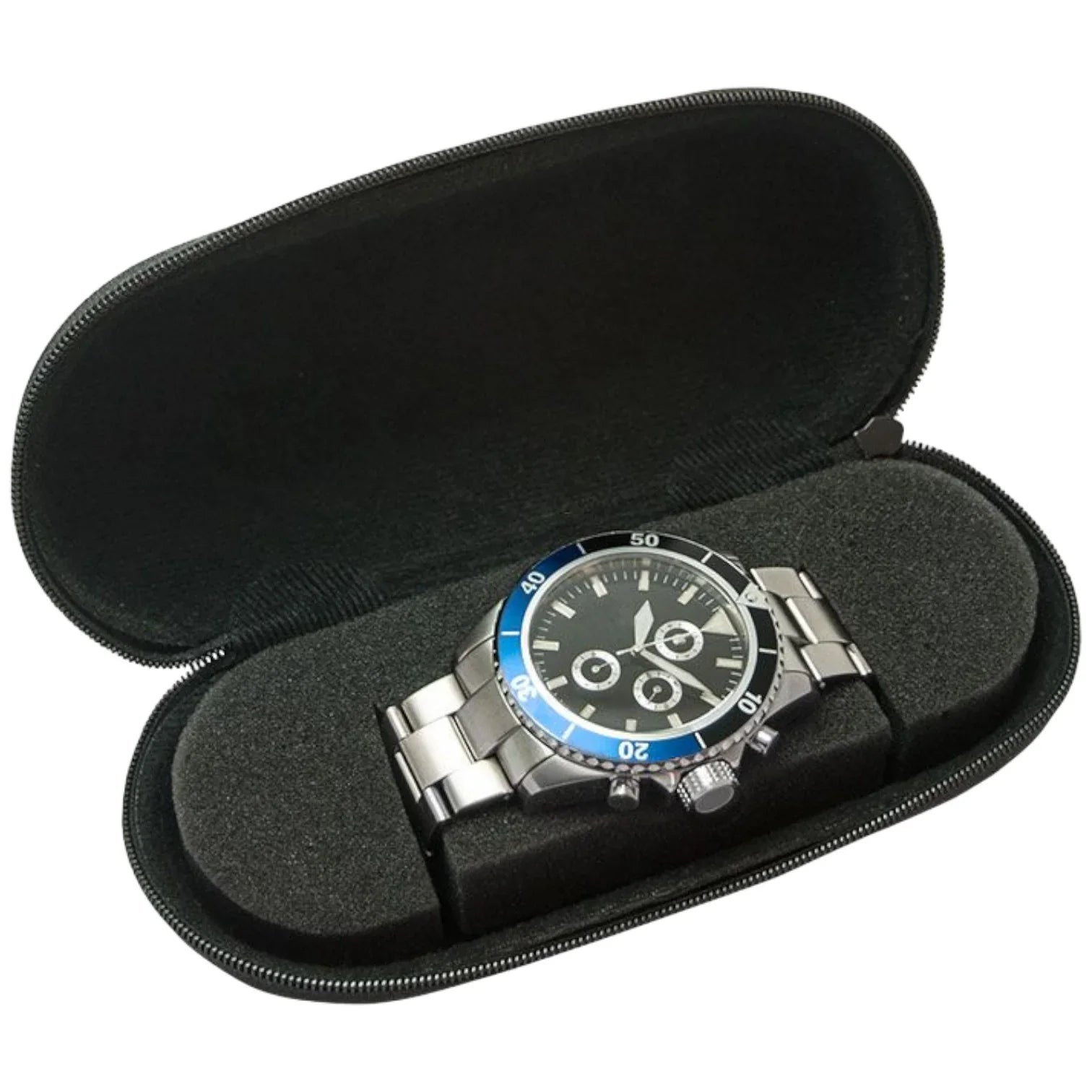 Etui Lunette pour 1 montre - Textile - Watch Box - Noir - coffret montres