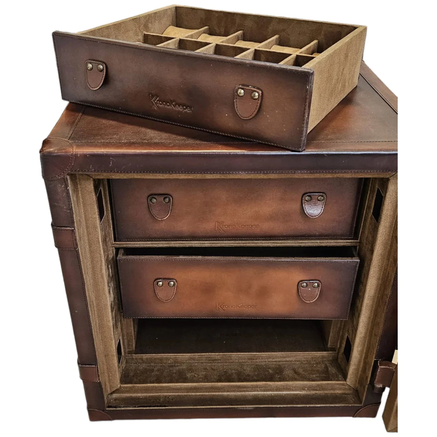 Coffre TimeTroveGuardian - Cuir Patiné - KronoKeeper - coffret montres