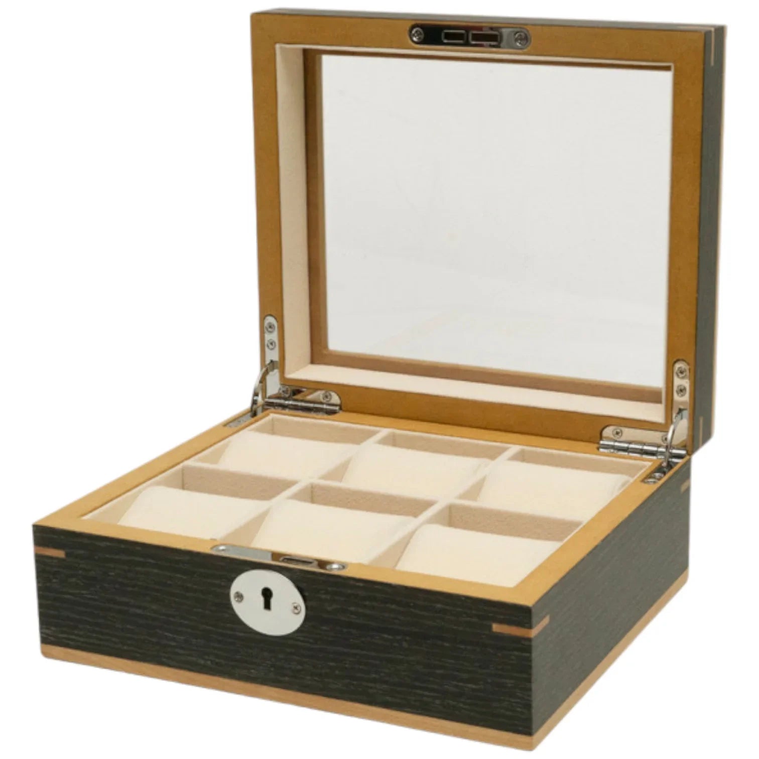 Clipperton - Coffret pour 6 Montres avec Couvercle en verre - Bois Gris - K - coffret montres