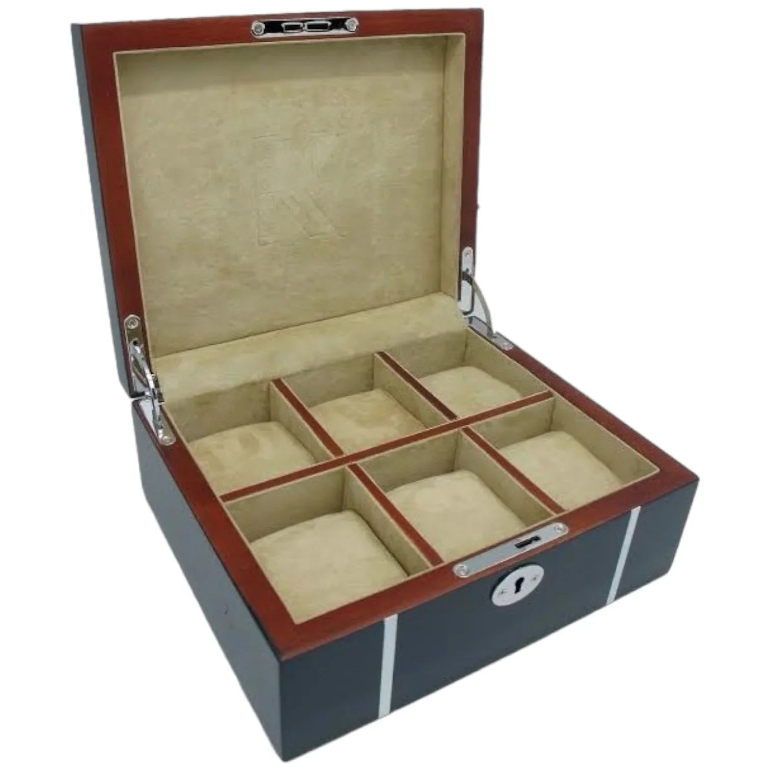 Coffret pour 6 Montres - Chêne Laqué Bleu - KronoKeeper - coffret montres