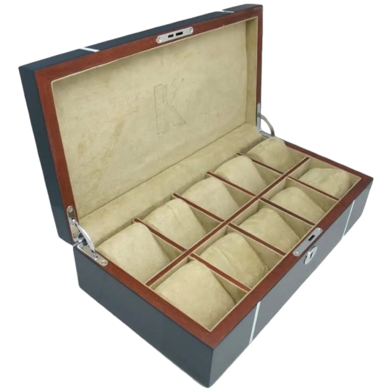 Coffret pour 10 Montres - Chêne Laqué Bleu - KronoKeeper - coffret montres