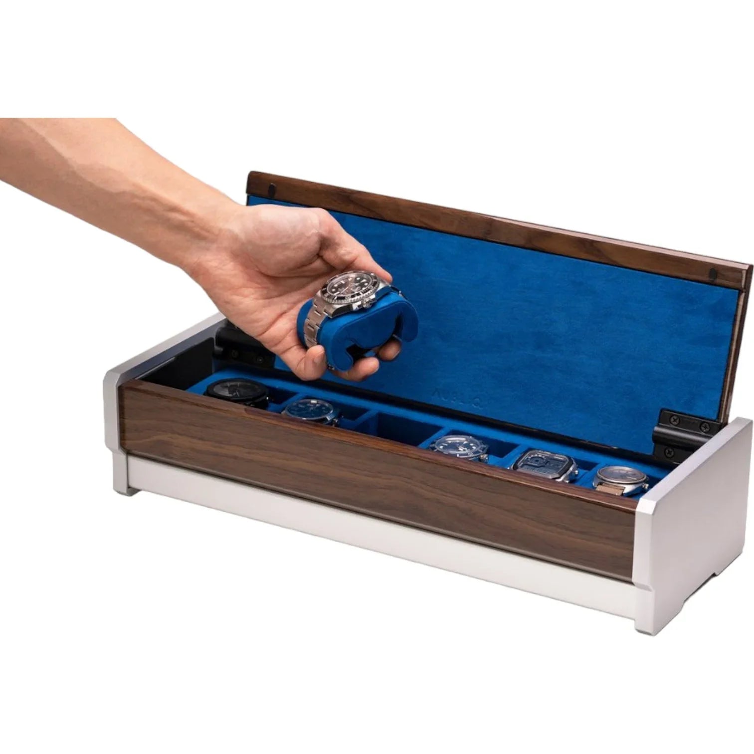 Boîte pour 6 montres en aluminium et placage de noyer - AUBLIQ - vue 5