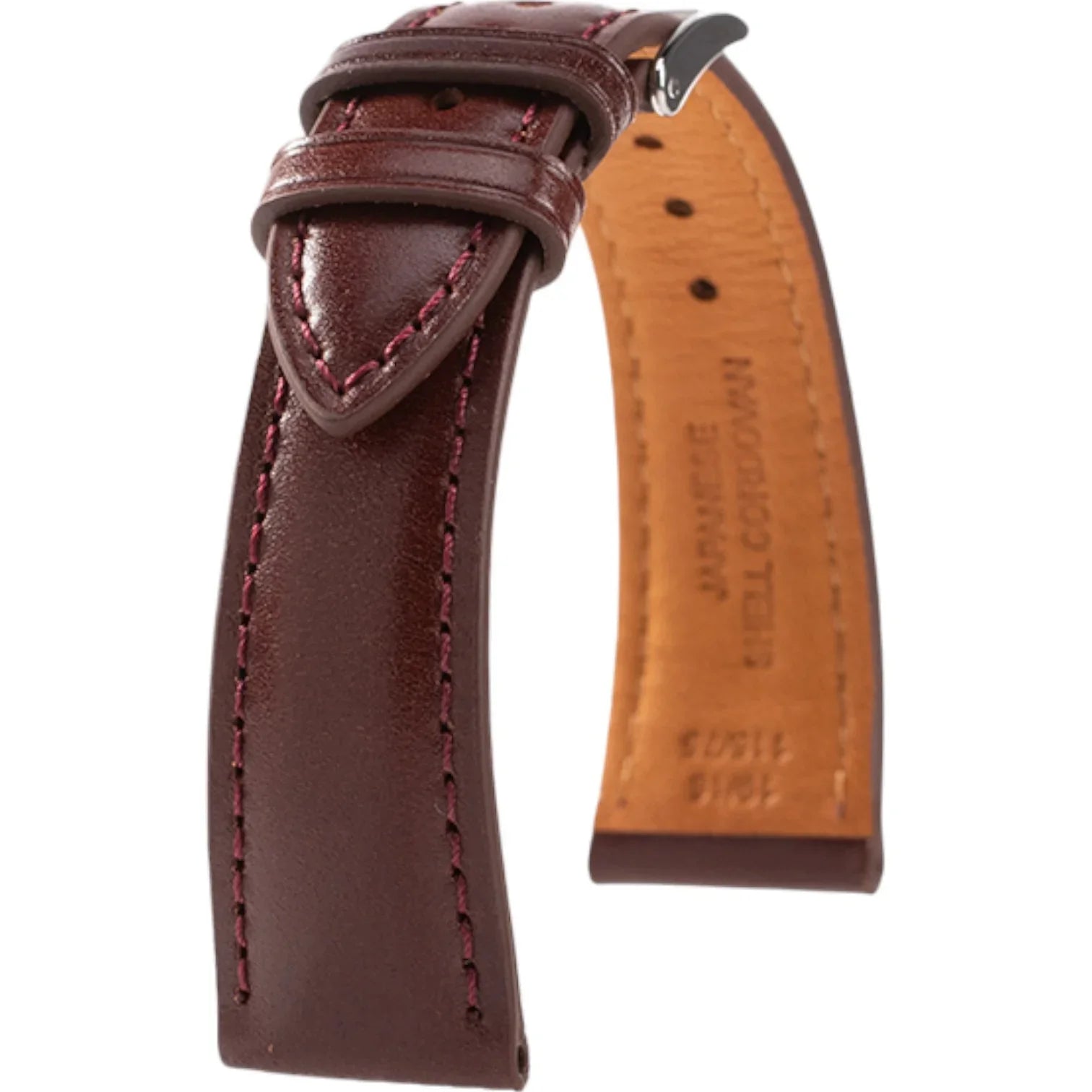 Bracelet en cuir Shell Cordovan – KronoKeeper – Bordeaux - détail