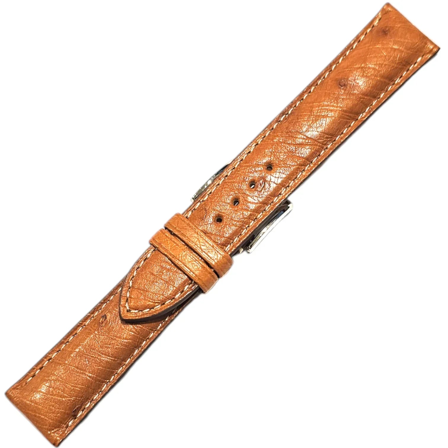 Bracelet en cuir d'autruche - Lic Leather - Cognac - détail
