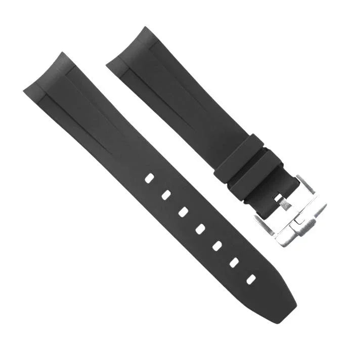 Bracelet RubberB M600 Jet Black avec boucle ardillon - bracelet caoutchouc montre
