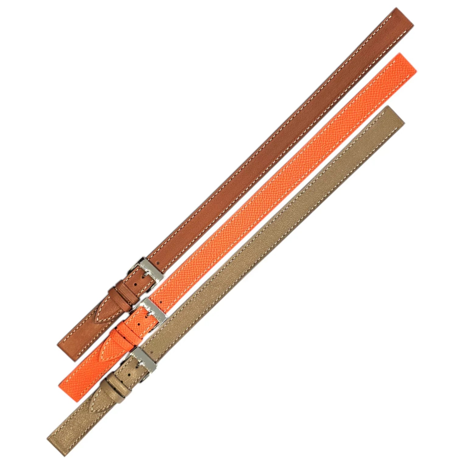 Bracelet double tour en cuir de veau Epsom - Lic Leather - orange - vue 3