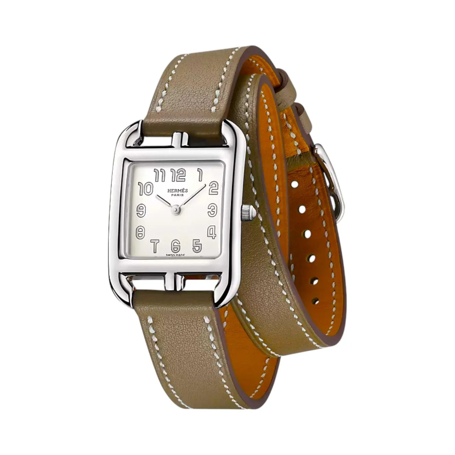 Bracelet double tour en cuir de veau Nappa - Lic Leather - taupe - vue 4