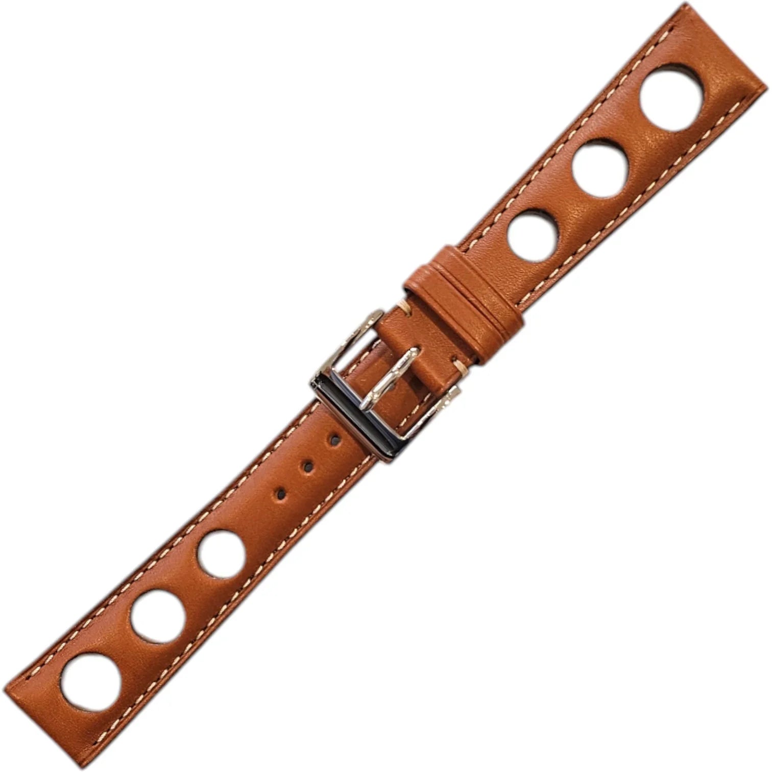 Bracelet Sport Rally en cuir de veau Baranil - LIC Leather - cognac - détail