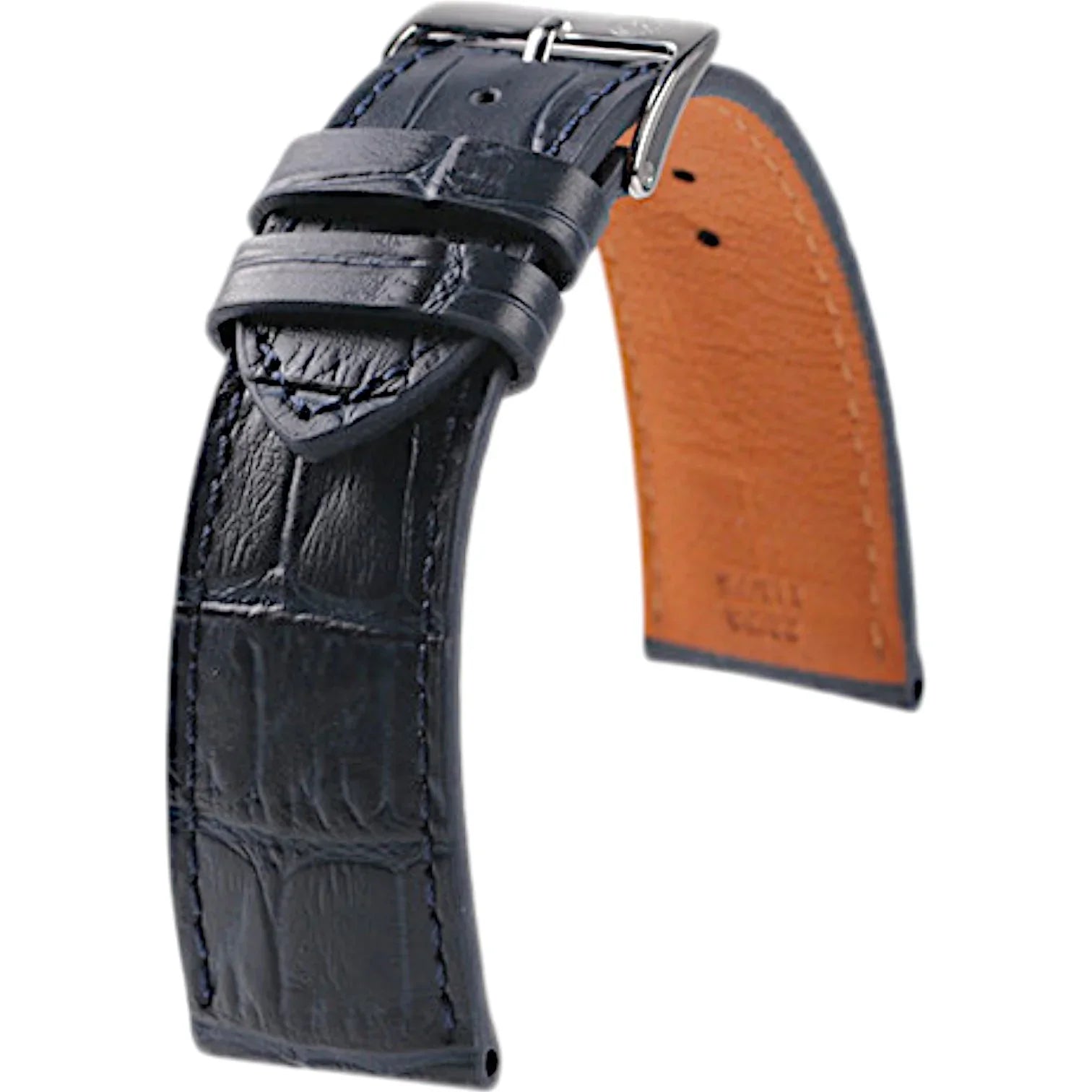 Bracelet en cuir de veau façon alligator - Armand - KronoKeeper - Bleu mari - bracelet cuir alligator montre
