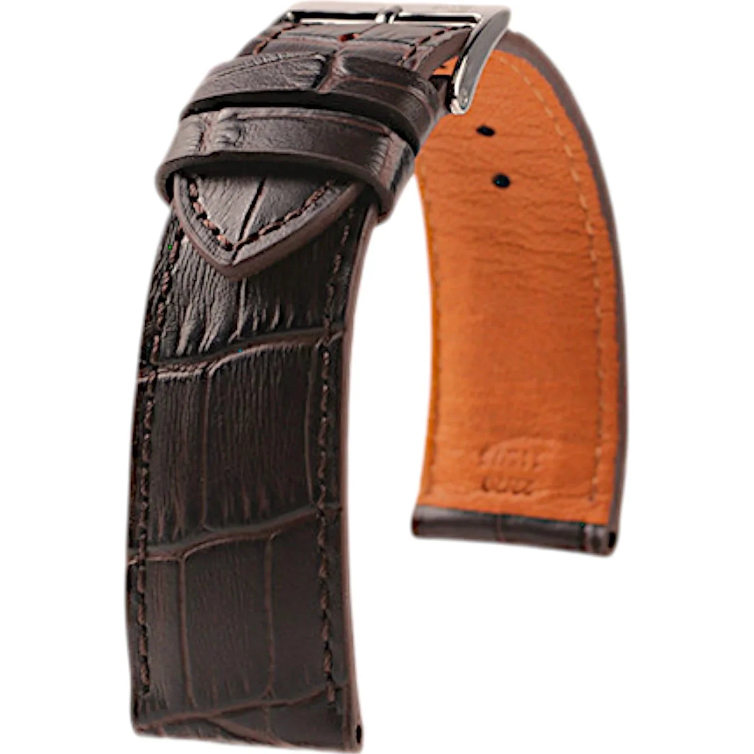 Bracelet en cuir de veau façon alligator - Armand - KronoKeeper - Chocolat - bracelet cuir alligator montre