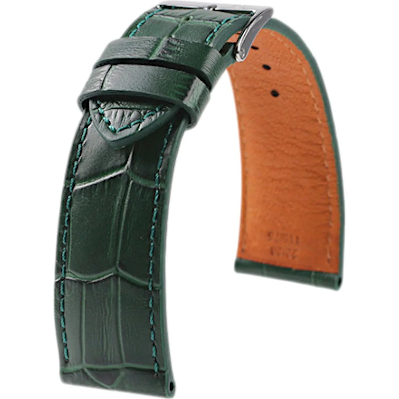 Bracelet en cuir de veau façon alligator - Armand - KronoKeeper - Vert forê - bracelet cuir alligator montre
