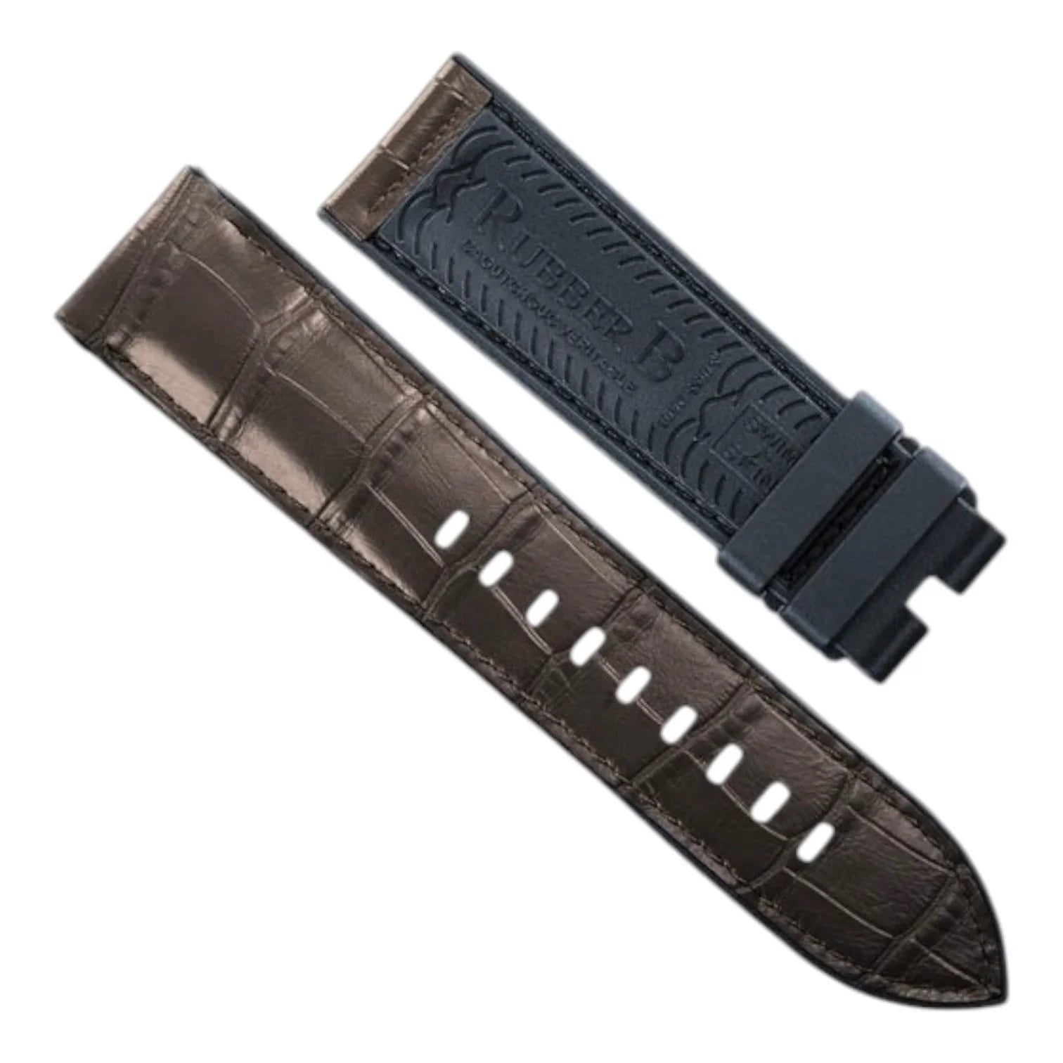 Bracelet en caoutchouc - Alligator SwimSkin PS24 - Rubber B - Marron Espres - bracelet cuir alligator montre
