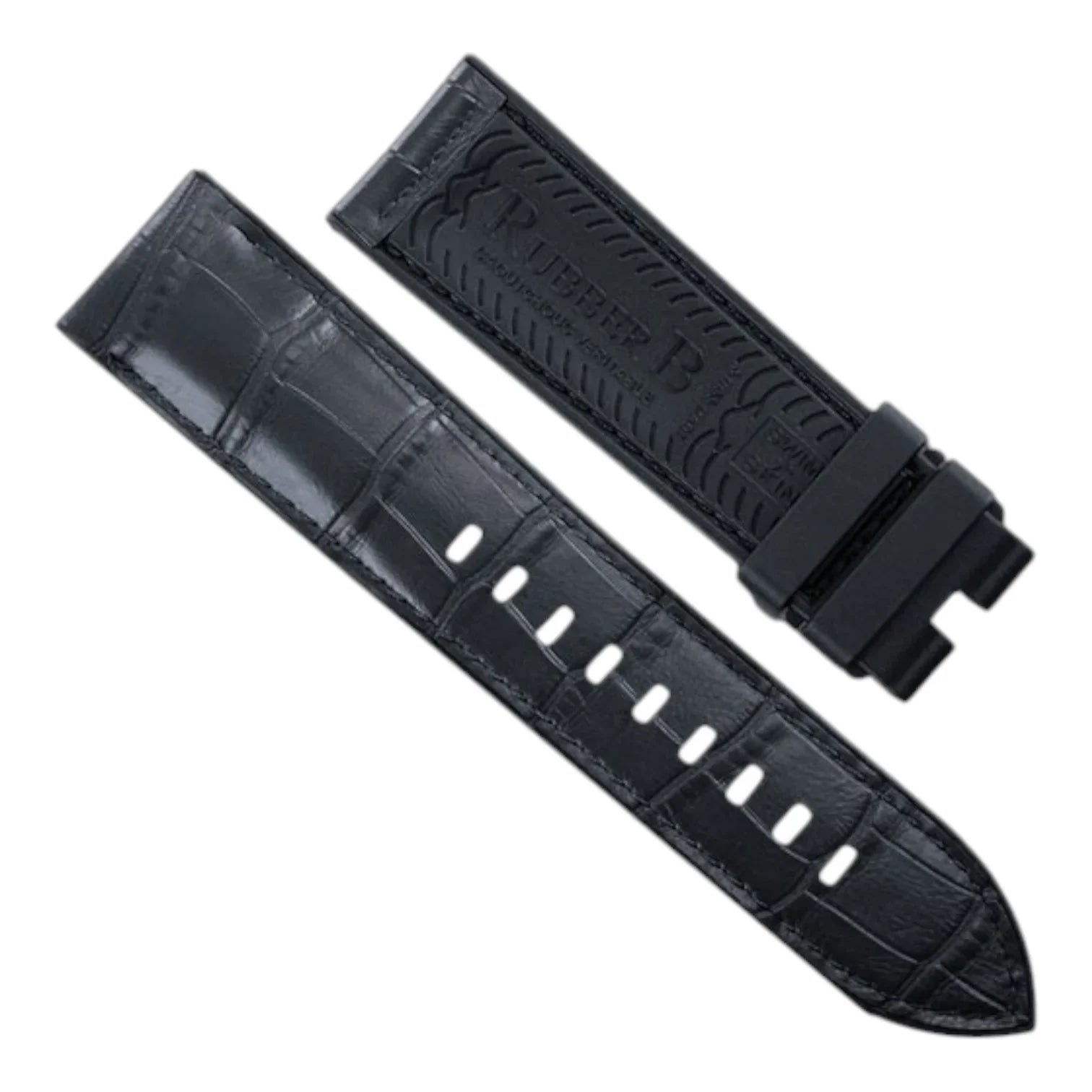 Bracelet en caoutchouc - Alligator SwimSkin PS24 - Rubber B - Noir - bracelet cuir alligator montre