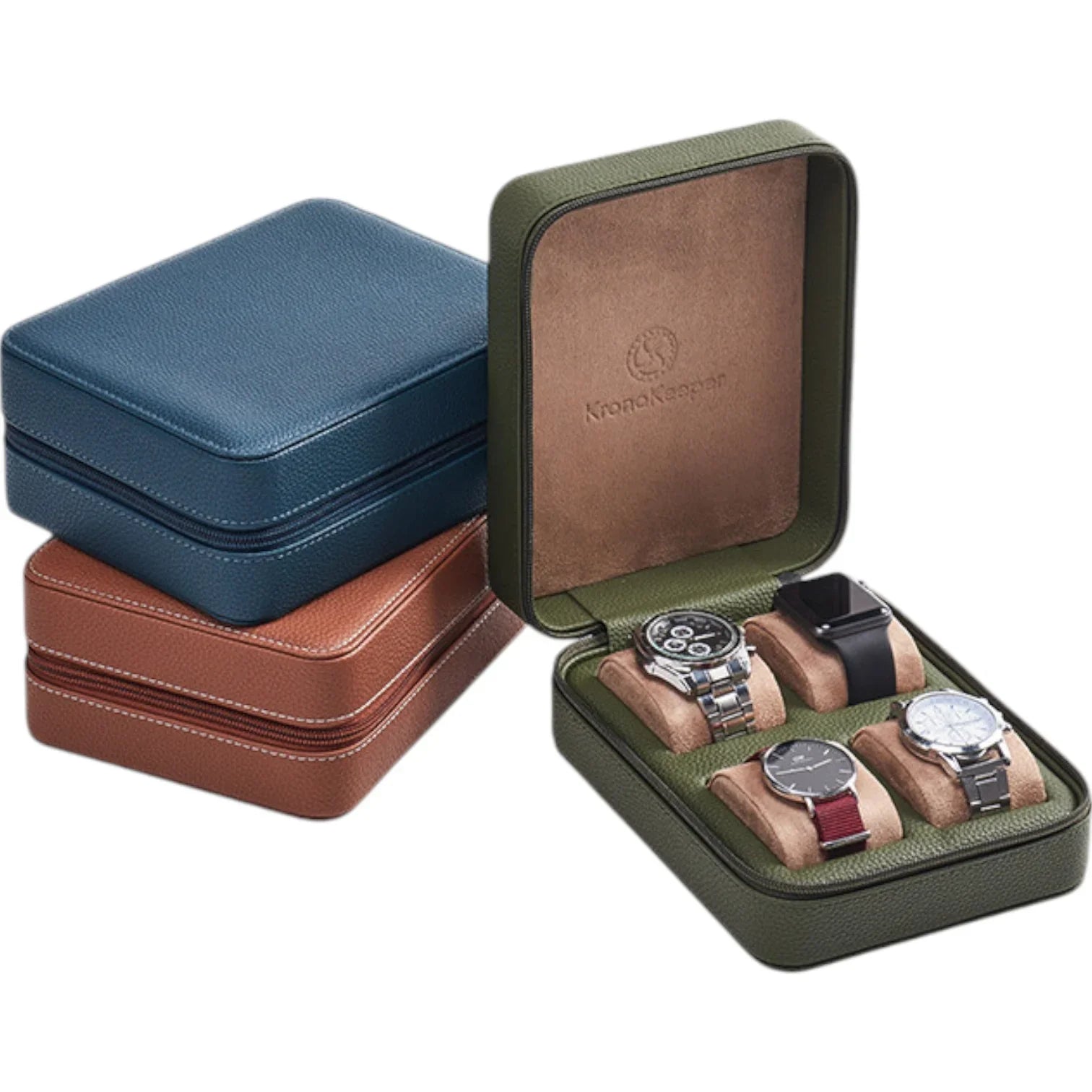 Tiboulen - Écrin pour 4 montres - Cuir - KronoKeeper - étui voyage montre