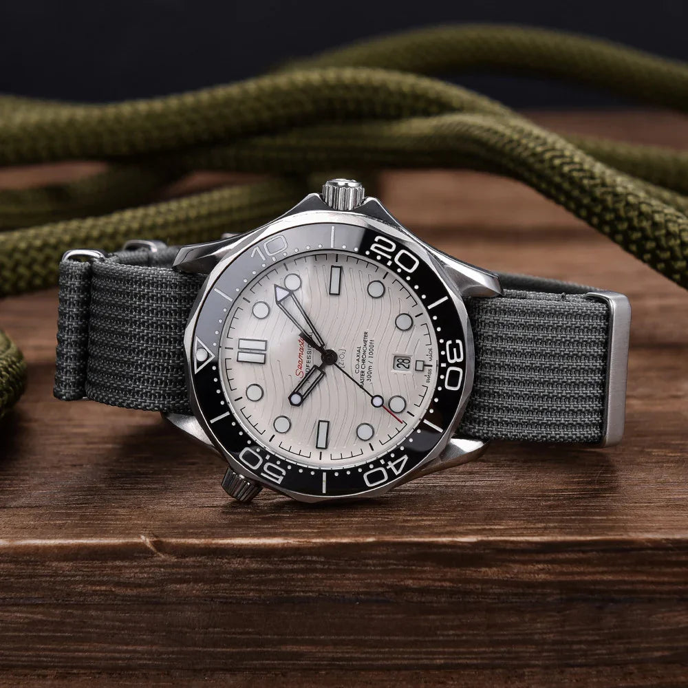 Bracelet Nato nervuré en nylon – KronoKeeper – Bordeaux et kaki - vue 3