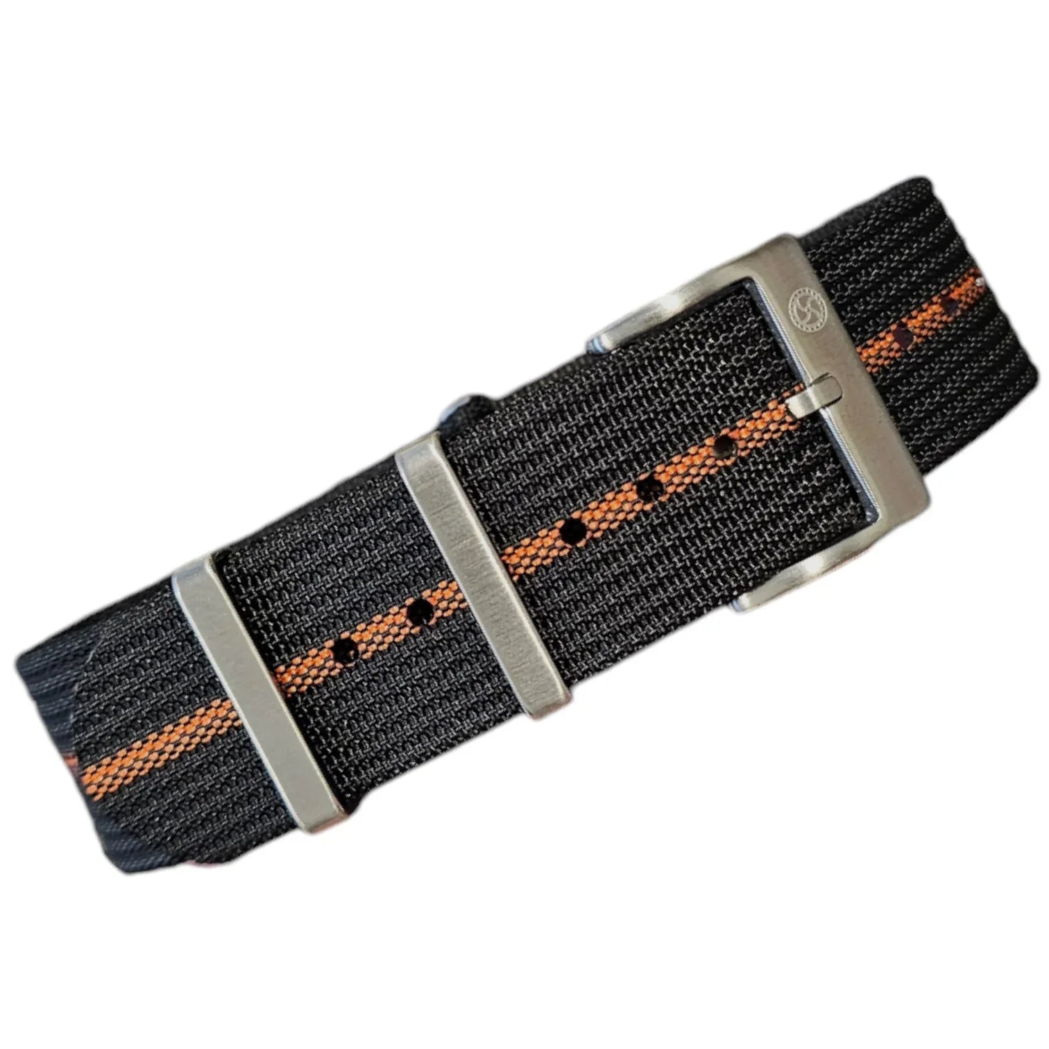 Bracelet Nato nervuré en nylon – KronoKeeper – Noir et Orange - bracelet NATO nylon montre