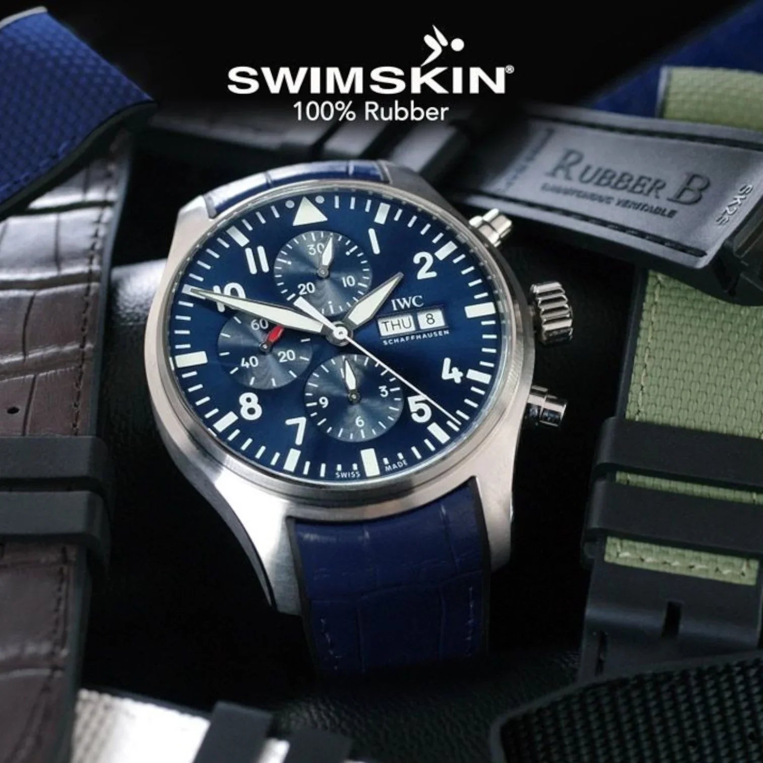 Bracelet en caoutchouc – Alligator SwimSkin SK41 – Rubber B – Bleu marine - vue 5