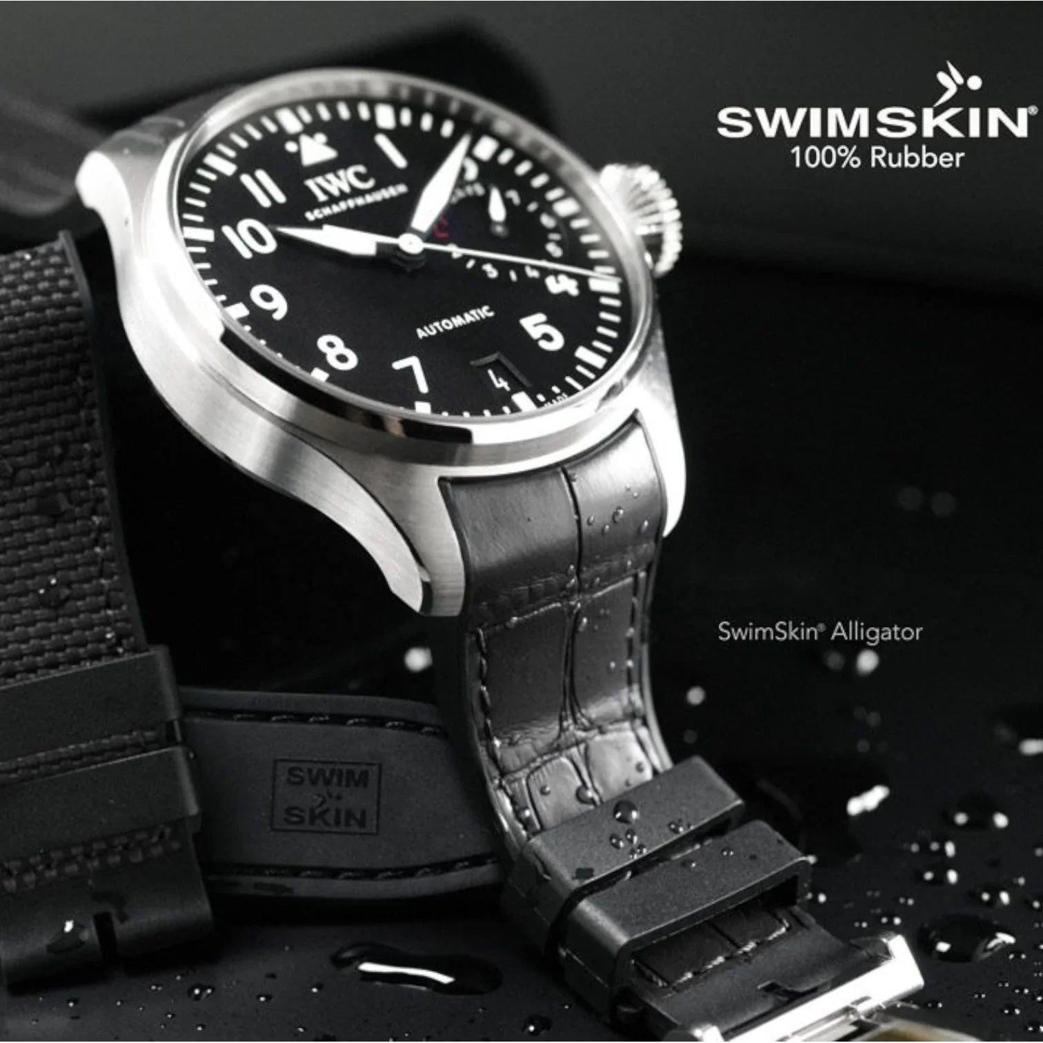 Bracelet en caoutchouc – Alligator SwimSkin SK43 – Rubber B – Noir de jais - vue 5
