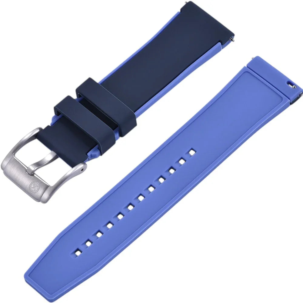 Bracelet en caoutchouc bicolore - KronoKeeper - Noir et Bleu - bracelet caoutchouc montre